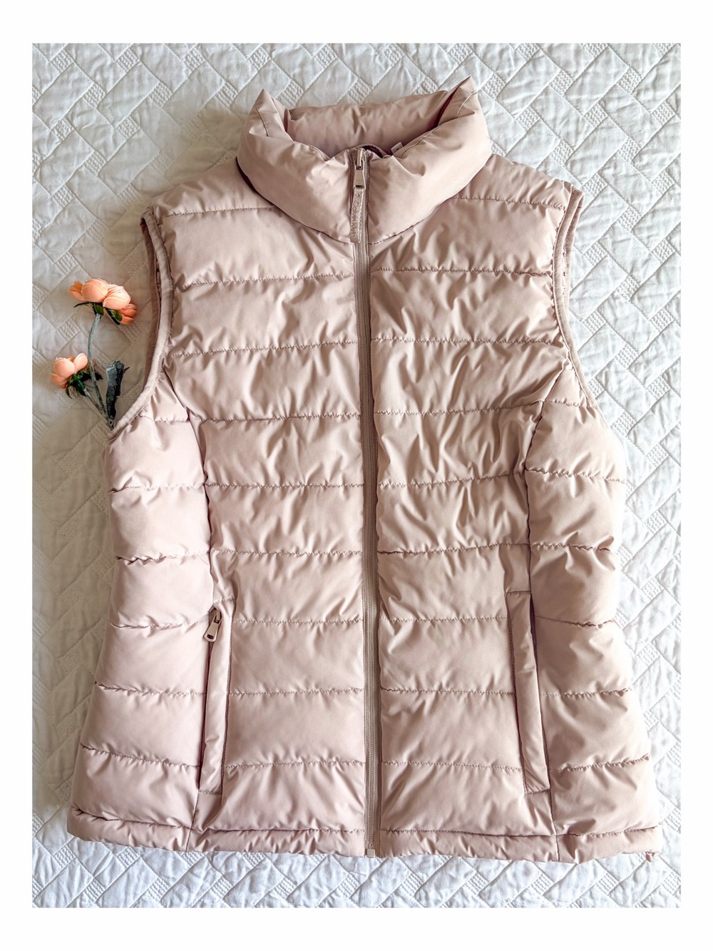 Calvin Klein Women’s L Blush Pink Quilted Puffer Vest Sorona Aura Zip Up